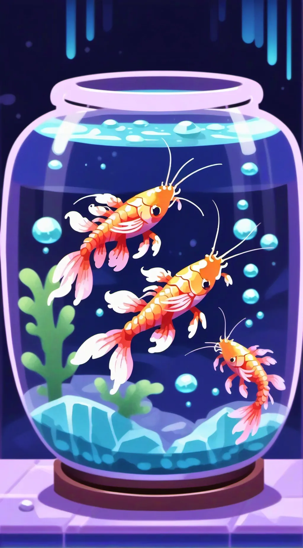 ai character: Shrimpo background