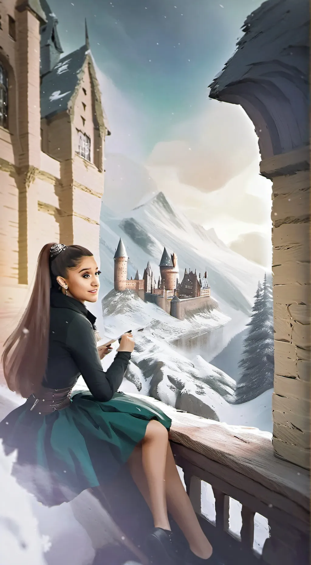 ai character: hp Ariana grande  background