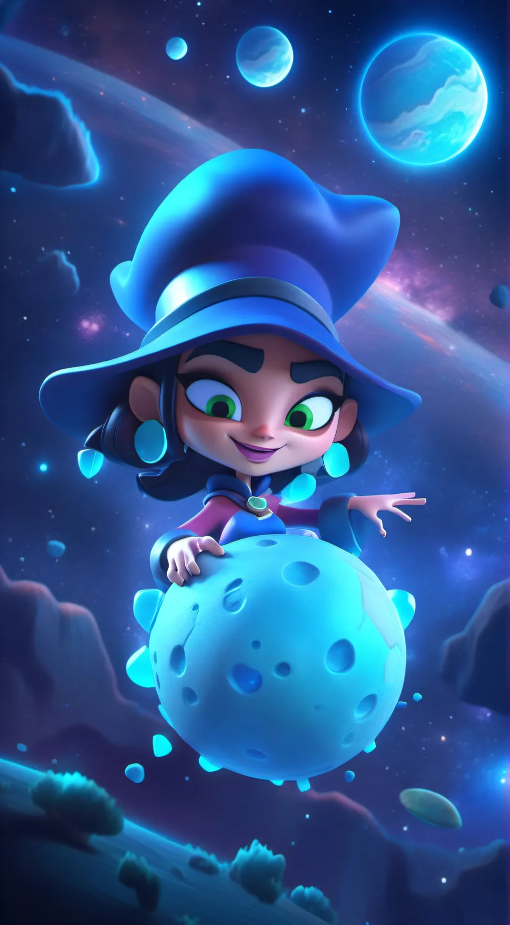 ai character: Janet the planet background