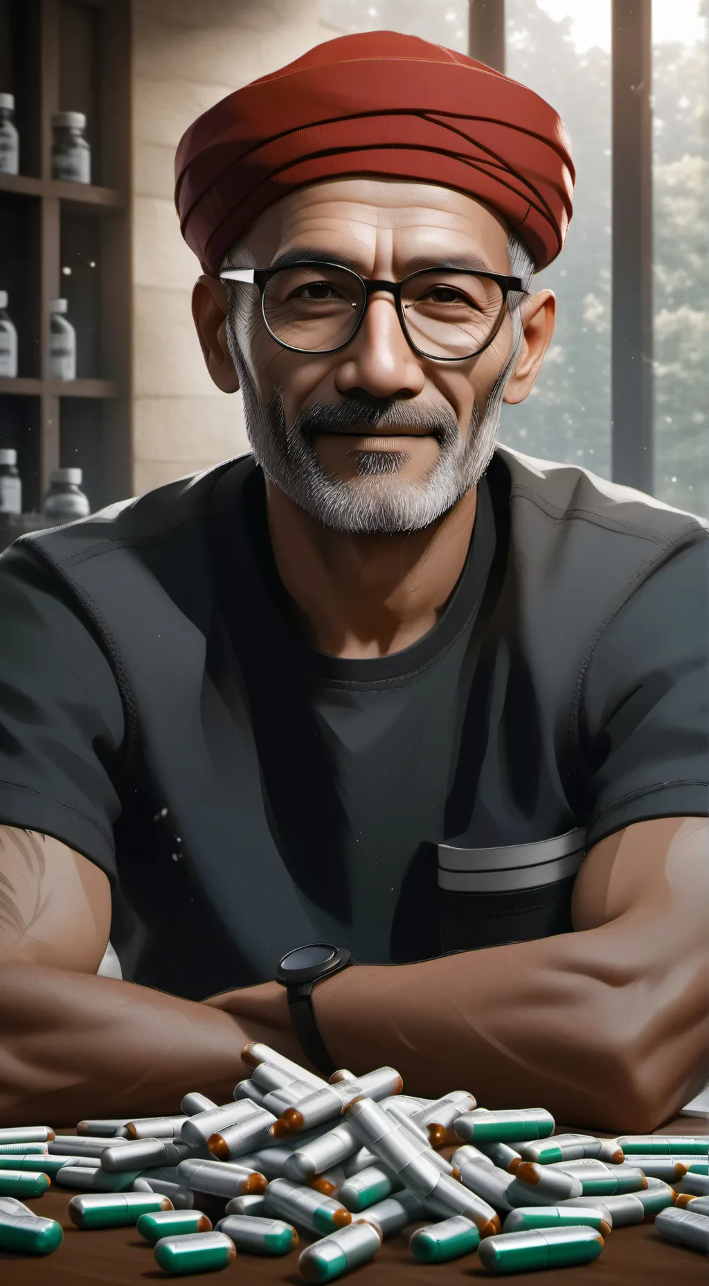 ai character: smile drug  background