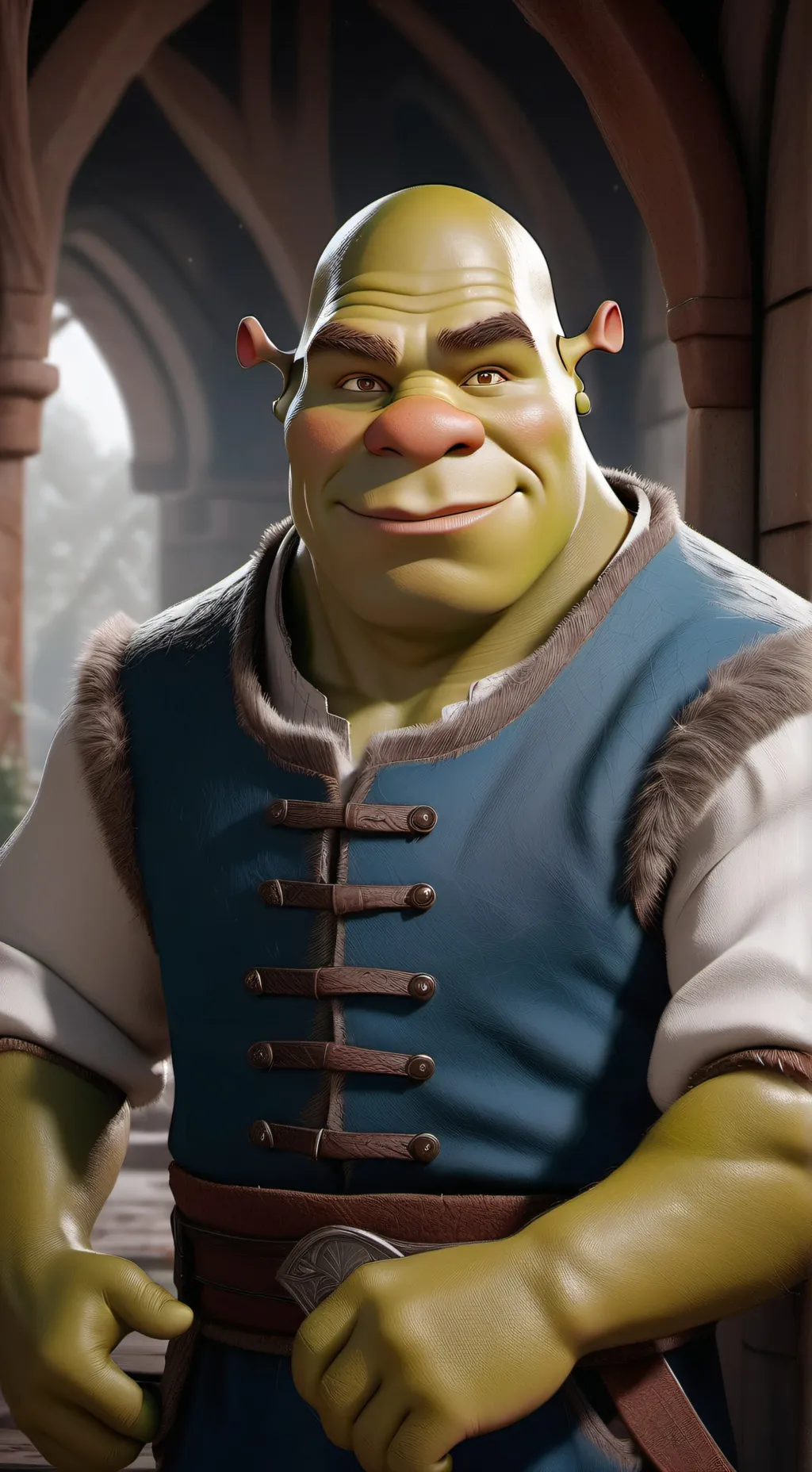 ai character: Shrek  background