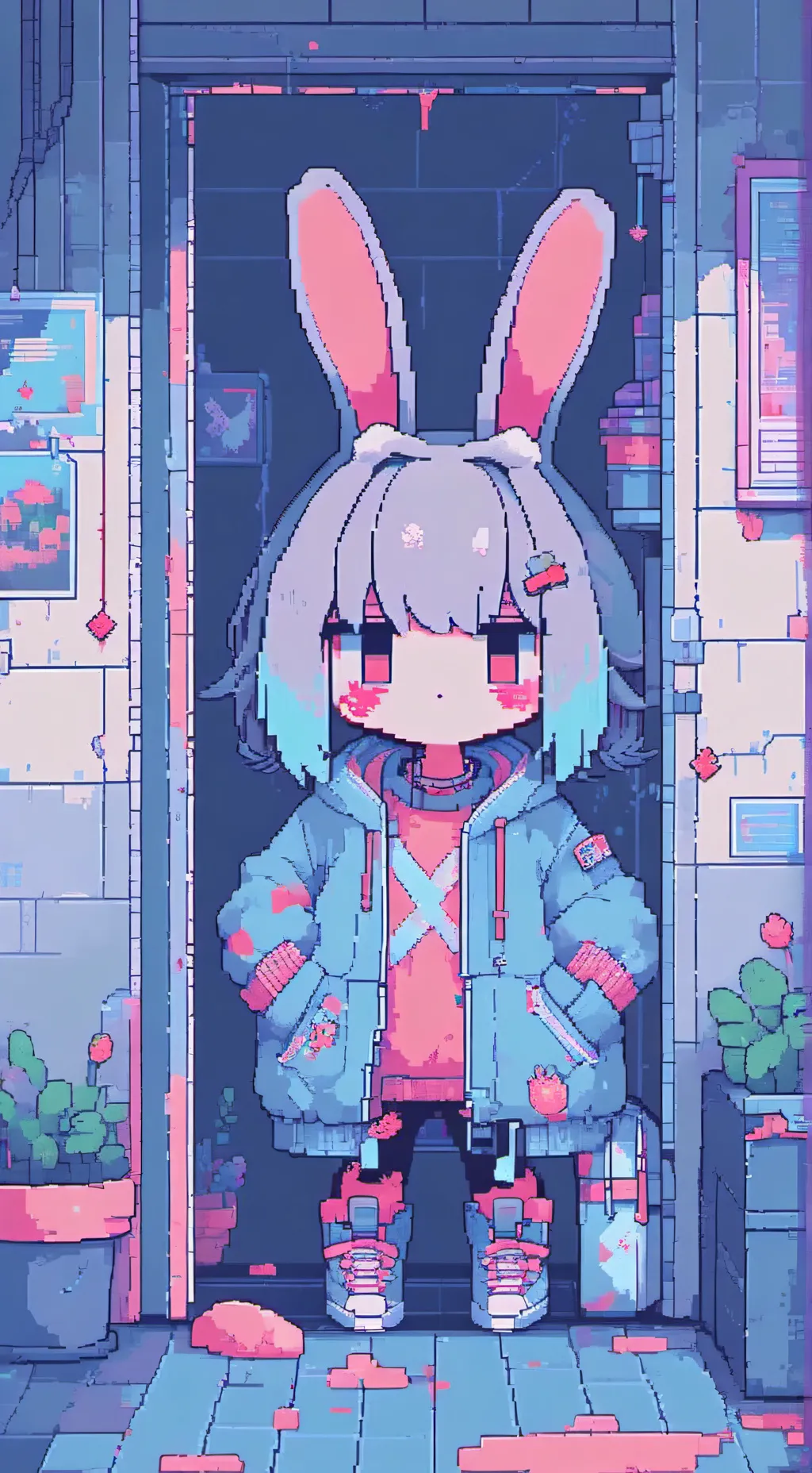 ai character: Bloody bunny background