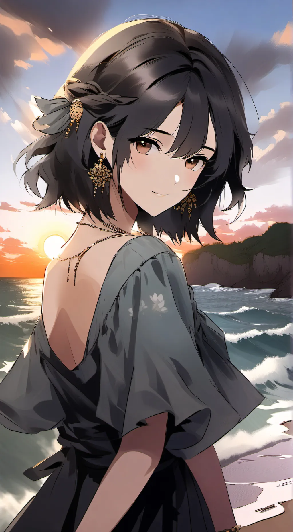 ai character: beach background