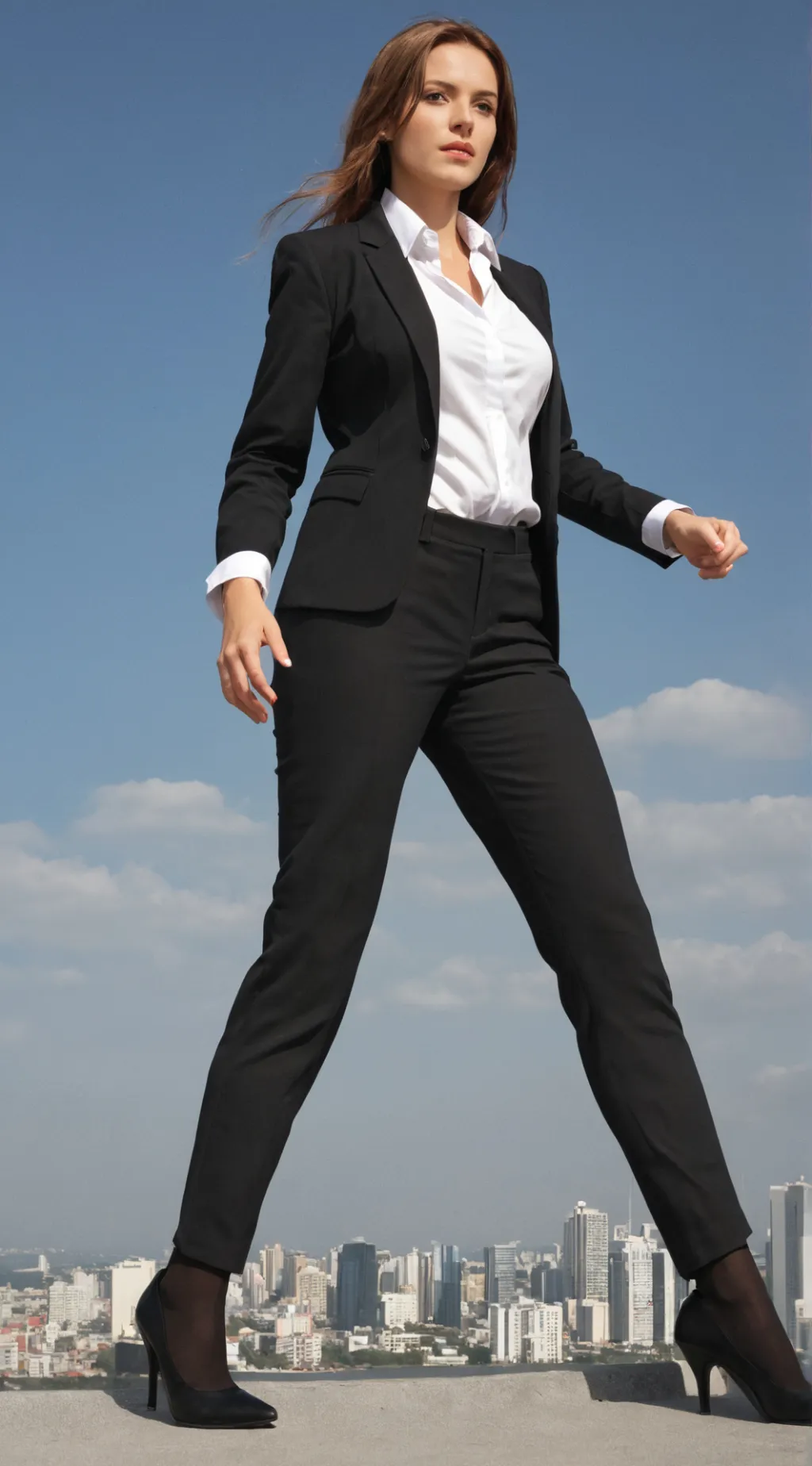 ai character: Giant lady  background