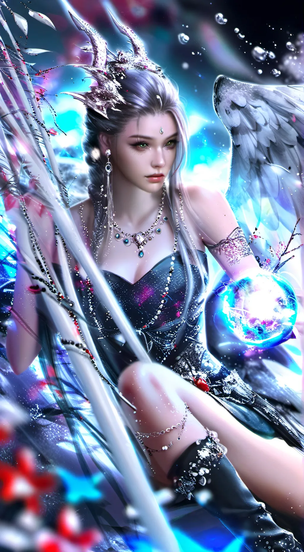 ai character: sirena bianca  background