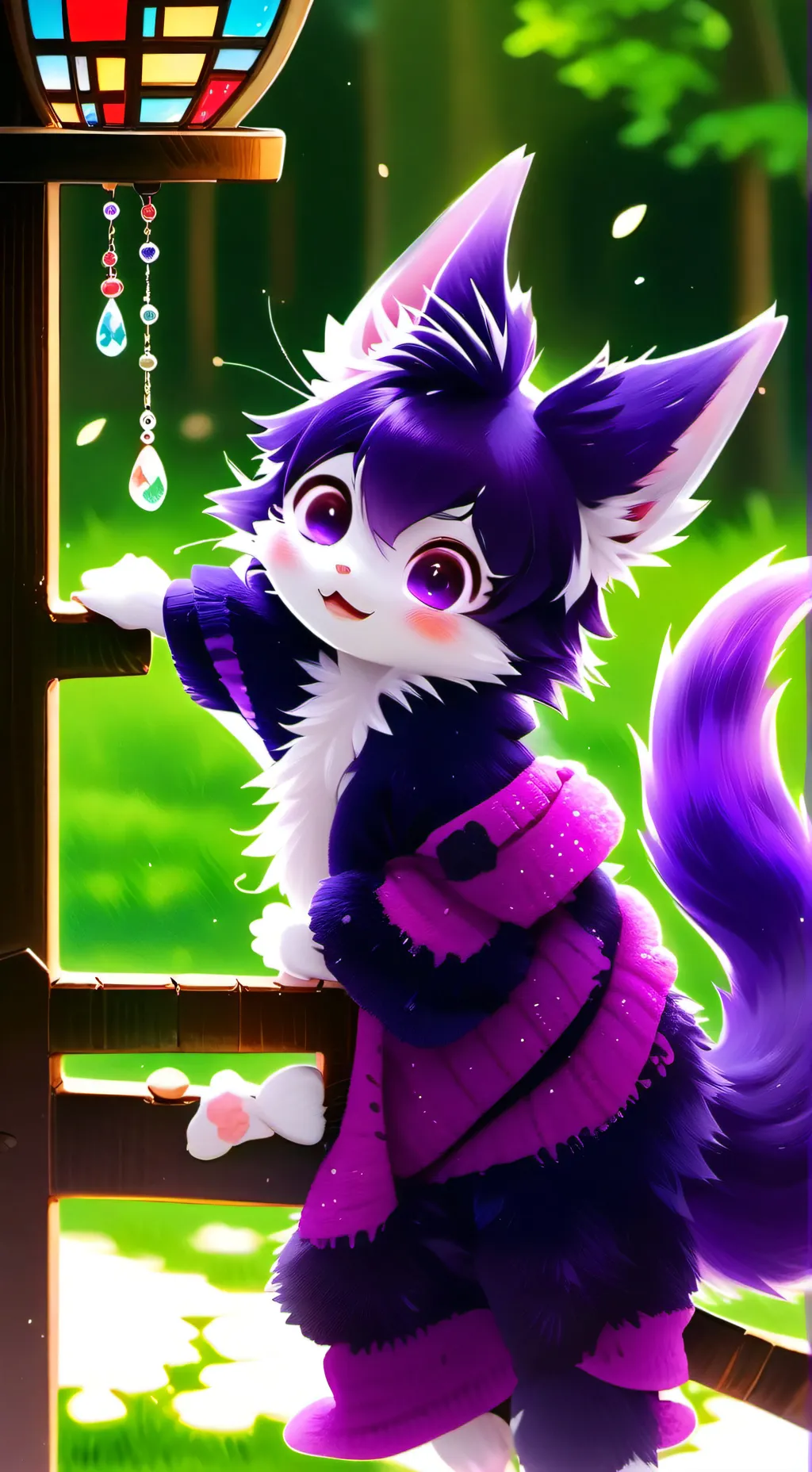 ai character: Purple Furry Girl  background