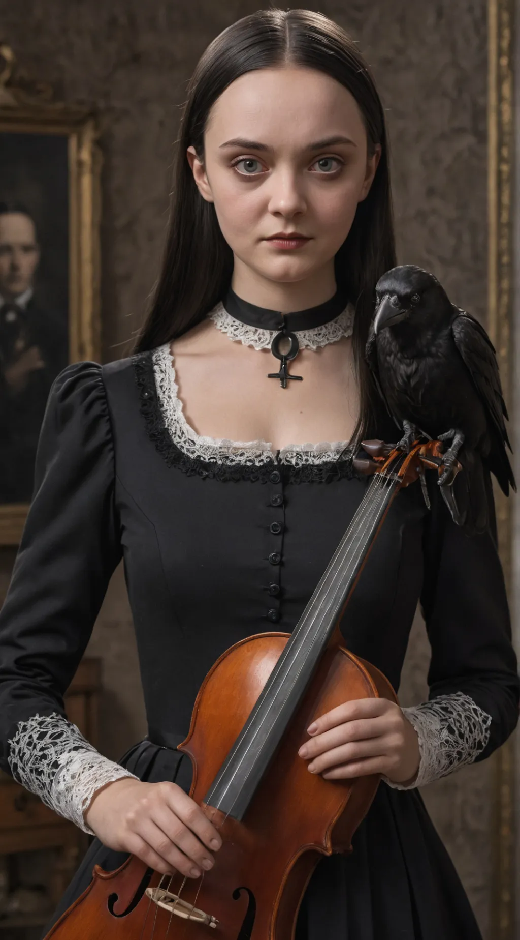 ai character: Wednesday Addams background