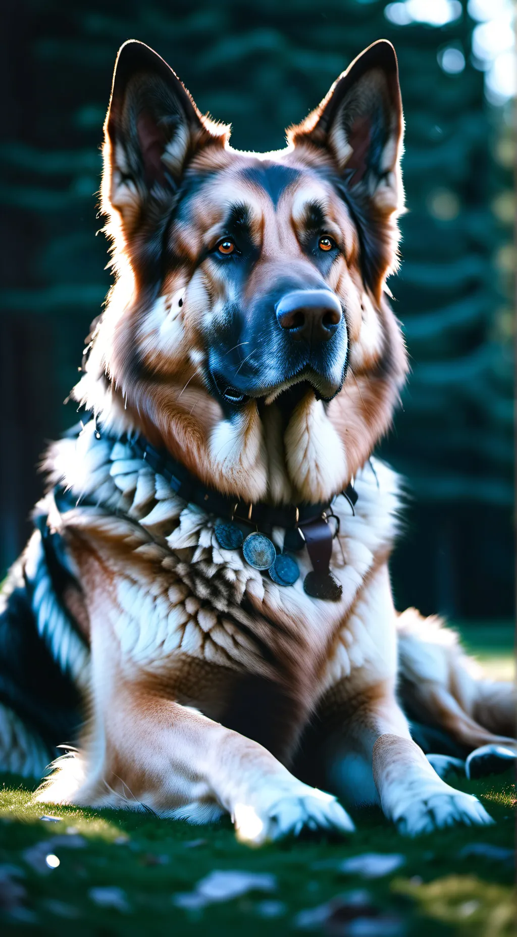 ai character: German sheperd  background