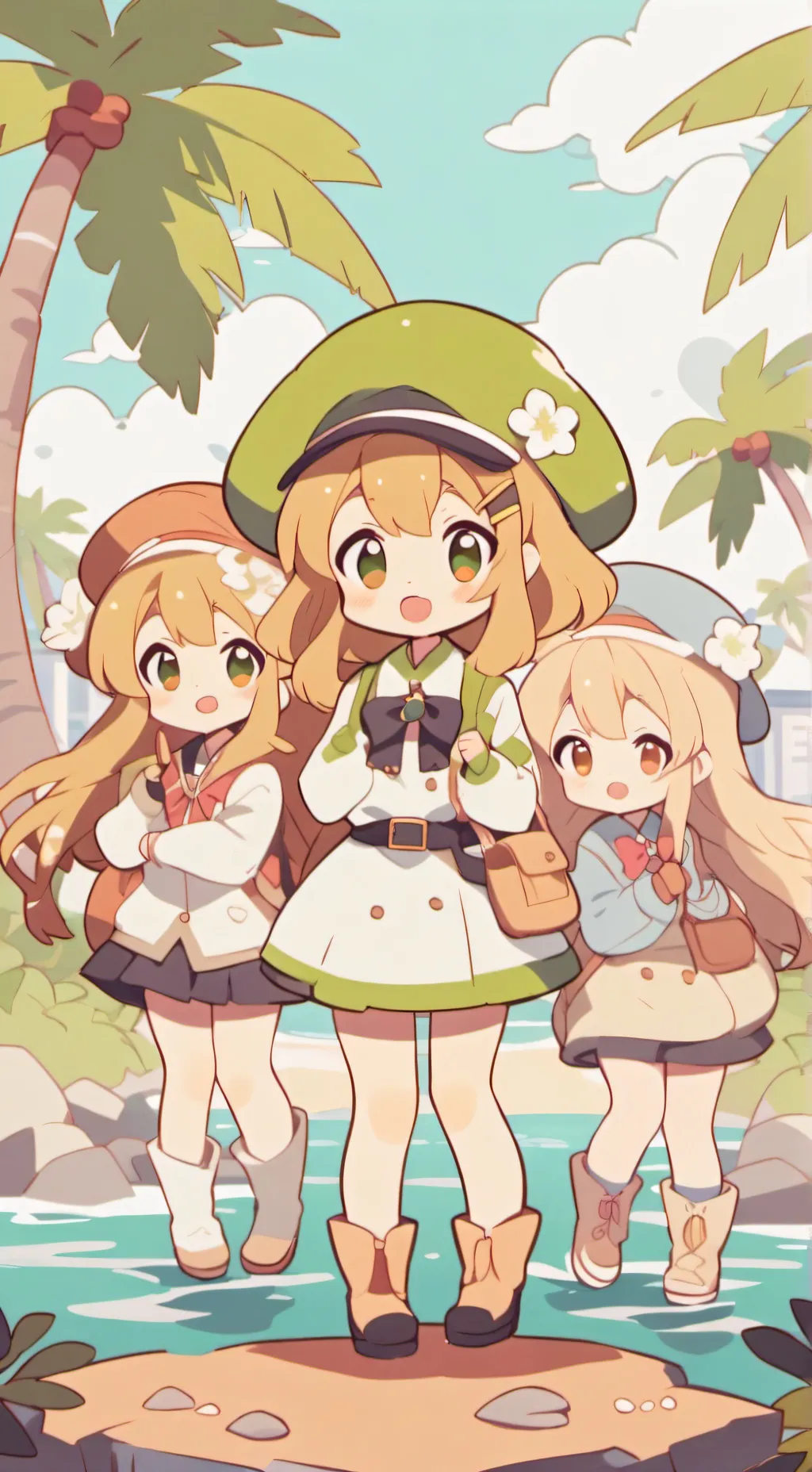 ai character: girl island background
