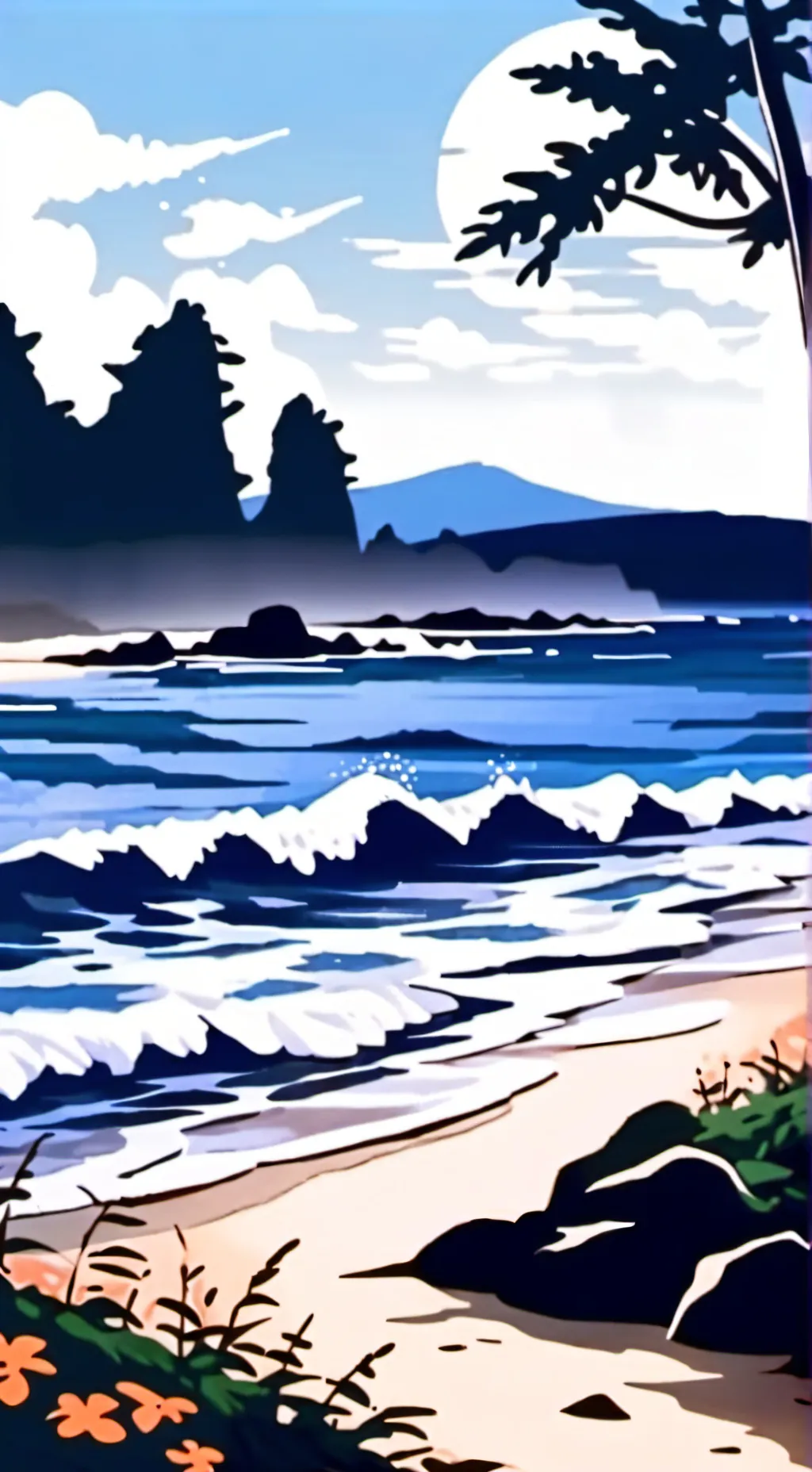 ai character: Dw beach background