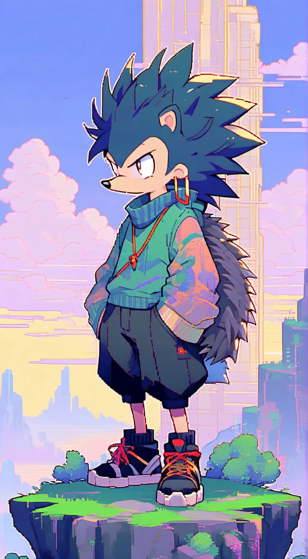 ai character: SONIC T. HEDGEHOG! background