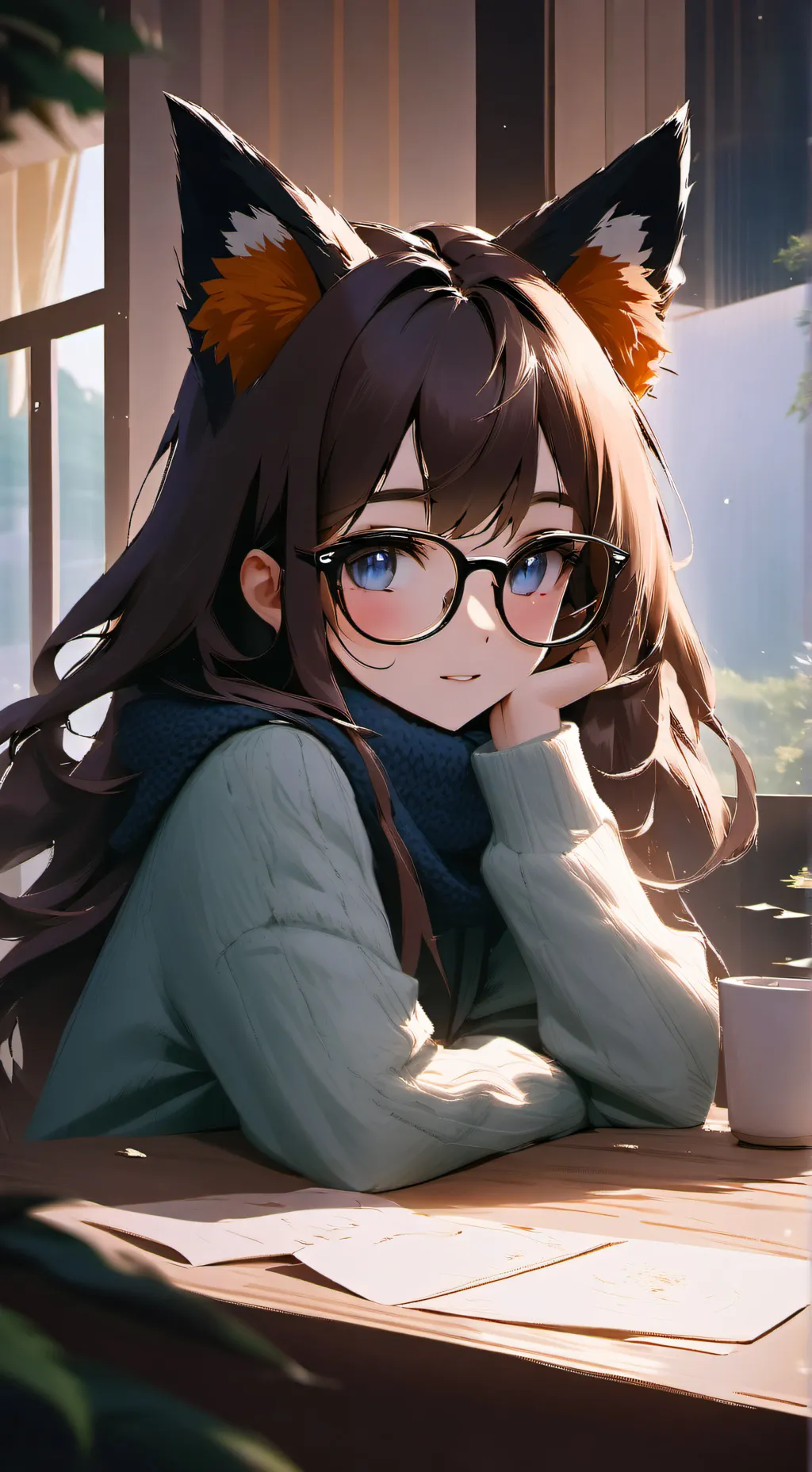 ai character: Mha glasses background