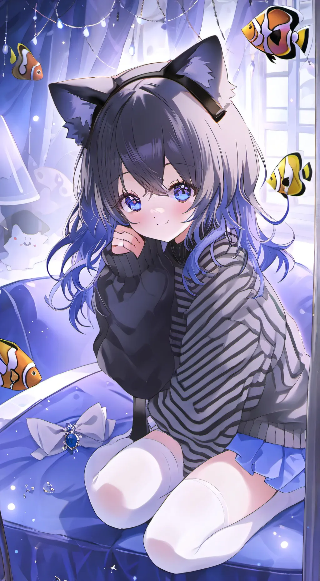 ai character: Blue Striped Furry background