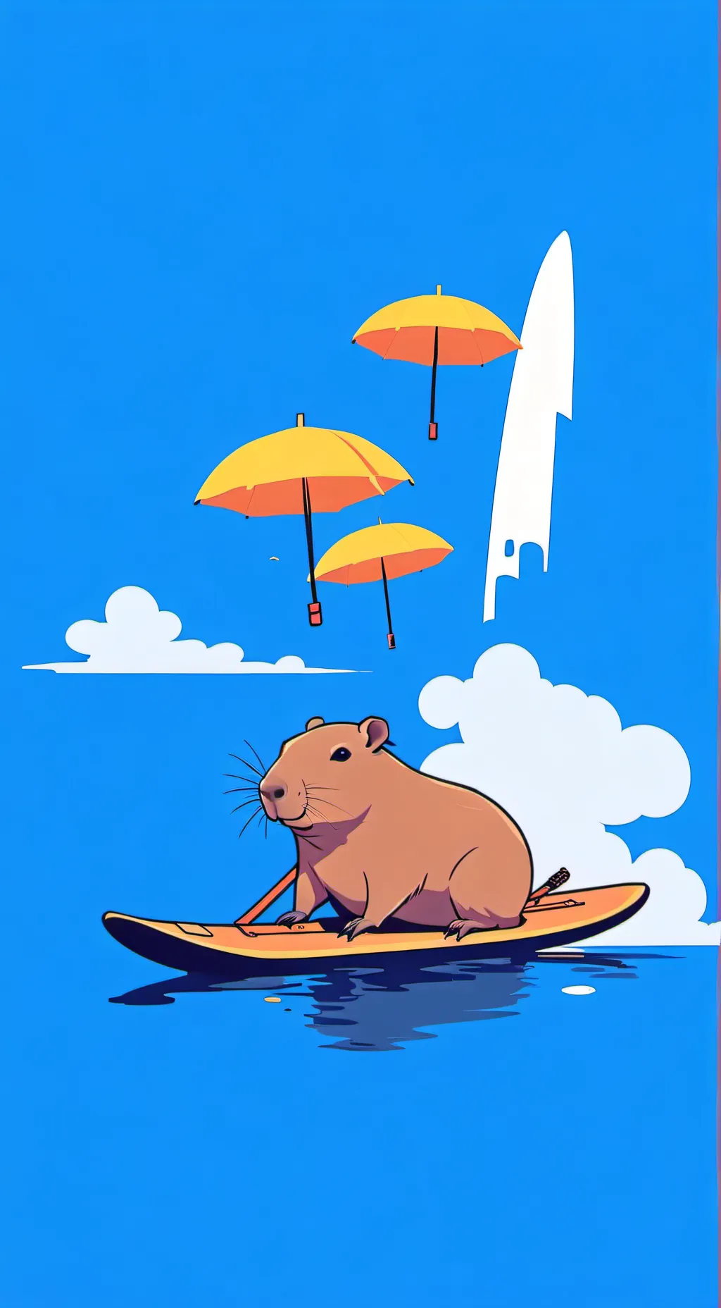 ai character: capybara surfing background