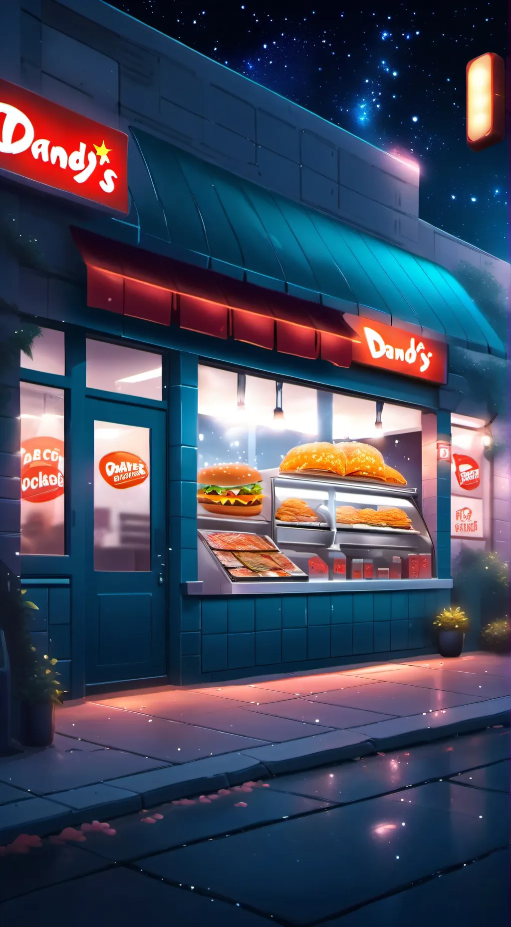 ai character: Dw restaurant ￼ background