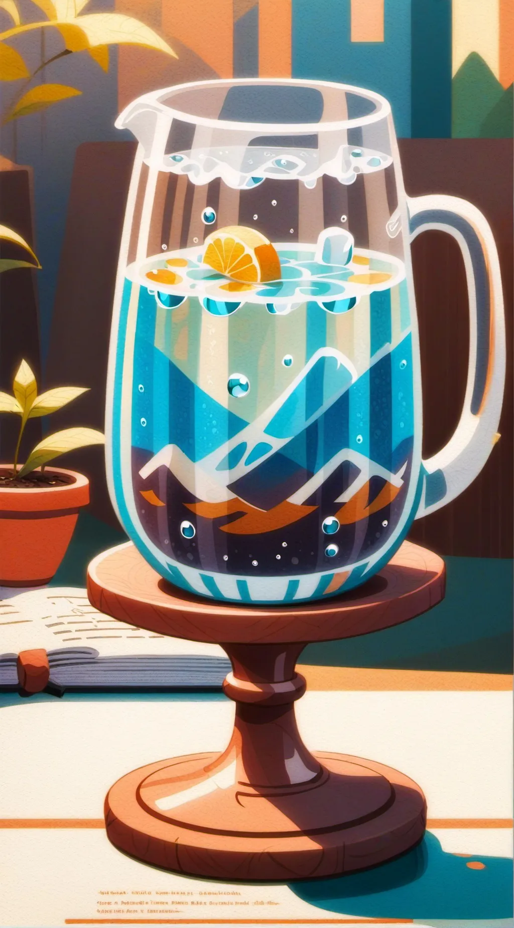 ai character: water background