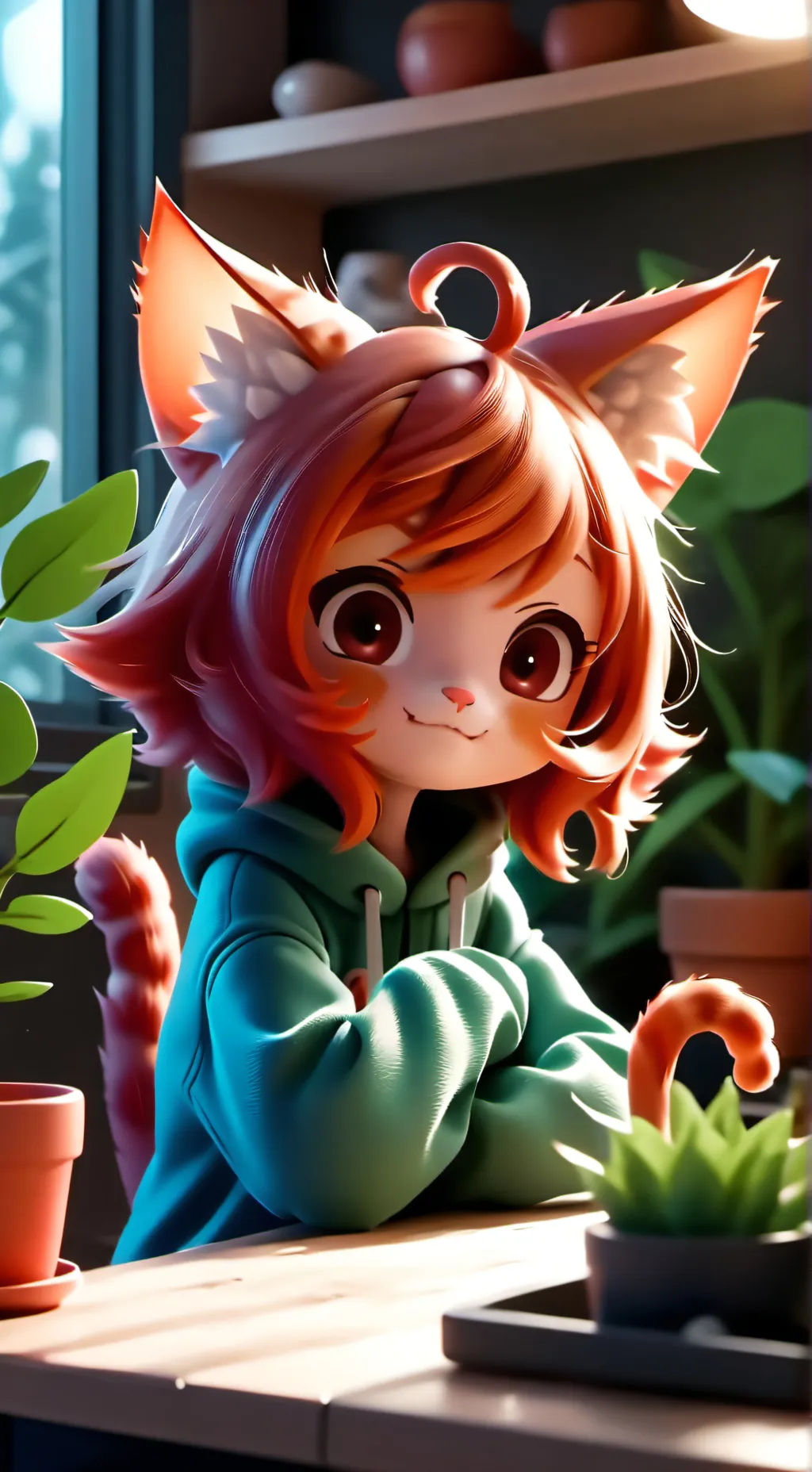 ai character: Luna the Red-Furred Spirit background