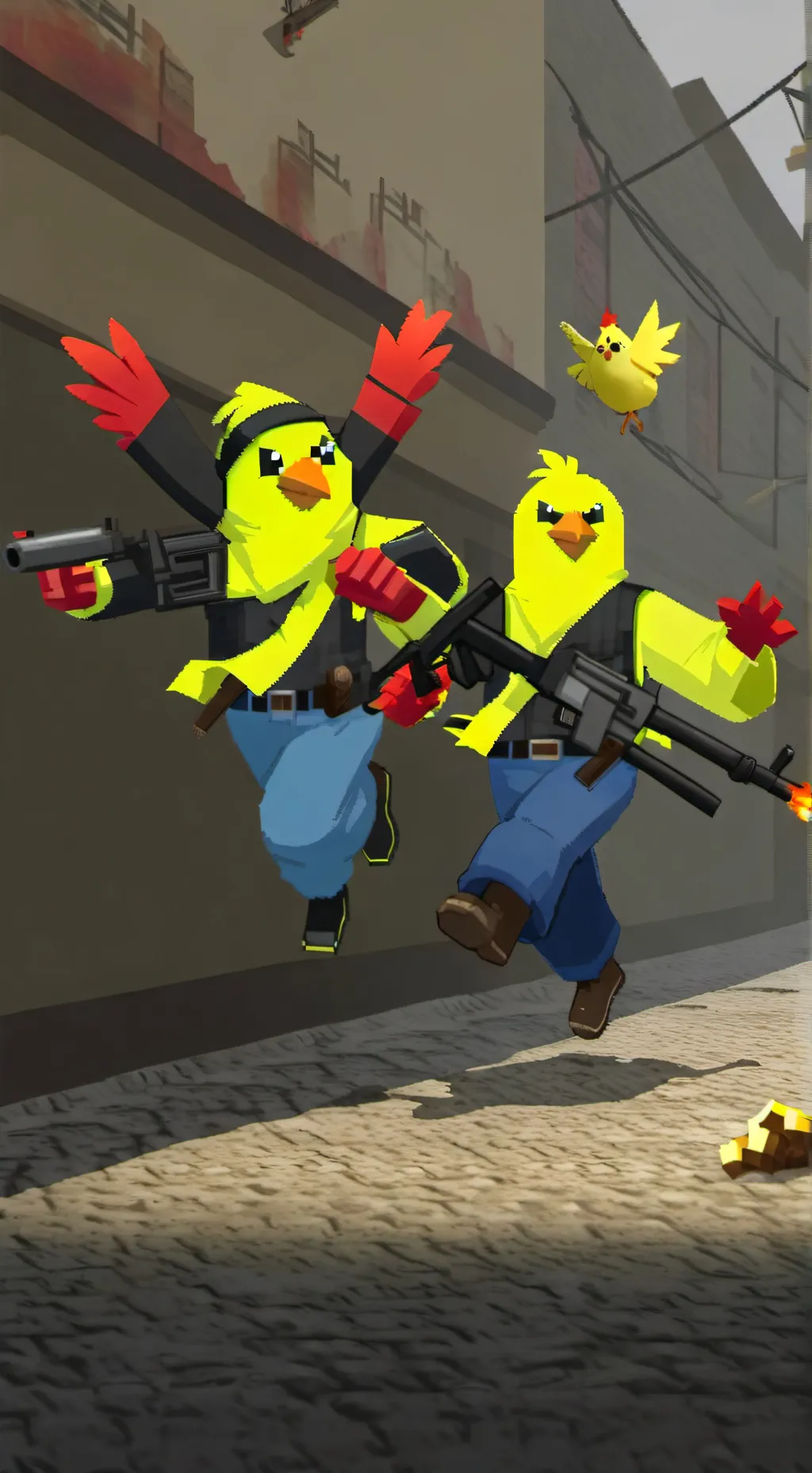 ai character: Chicken gun background