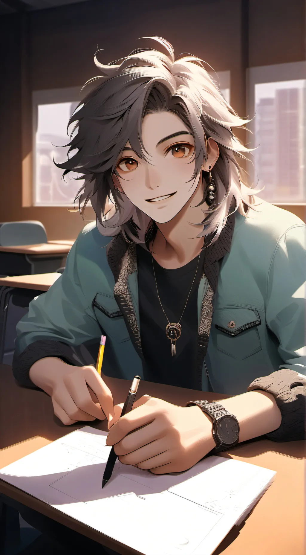 ai character: Evasive Desk Mate background