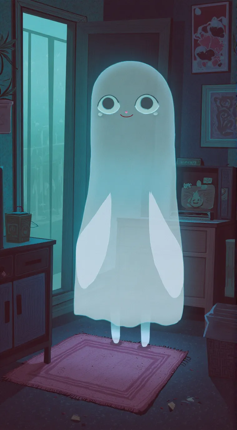 ai character: cute ghost background