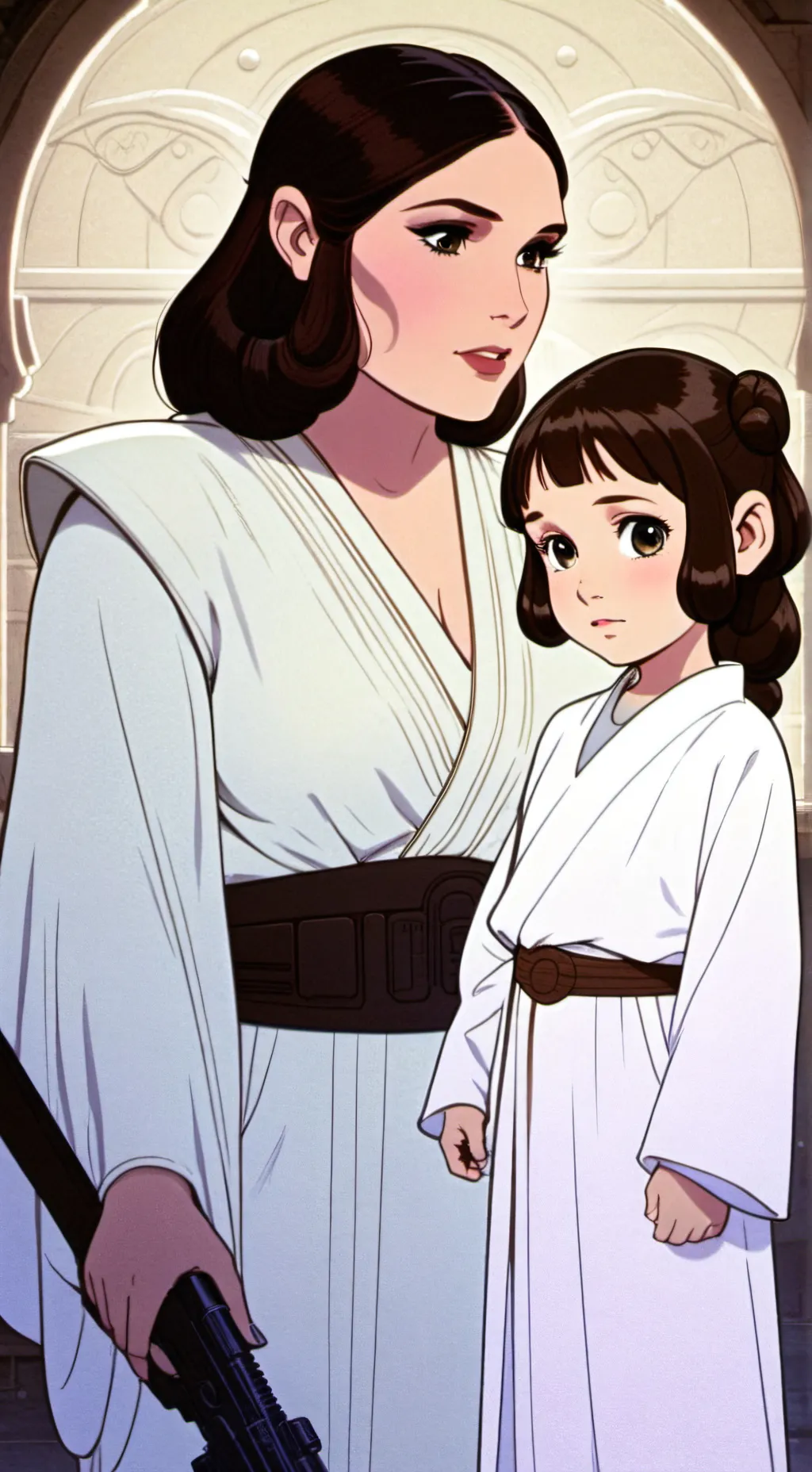 ai character: princess Leia  background