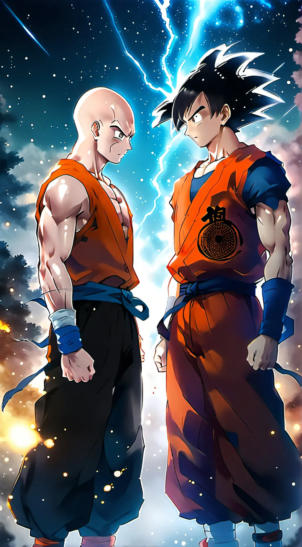 ai character: Saitama V.S. Goky background