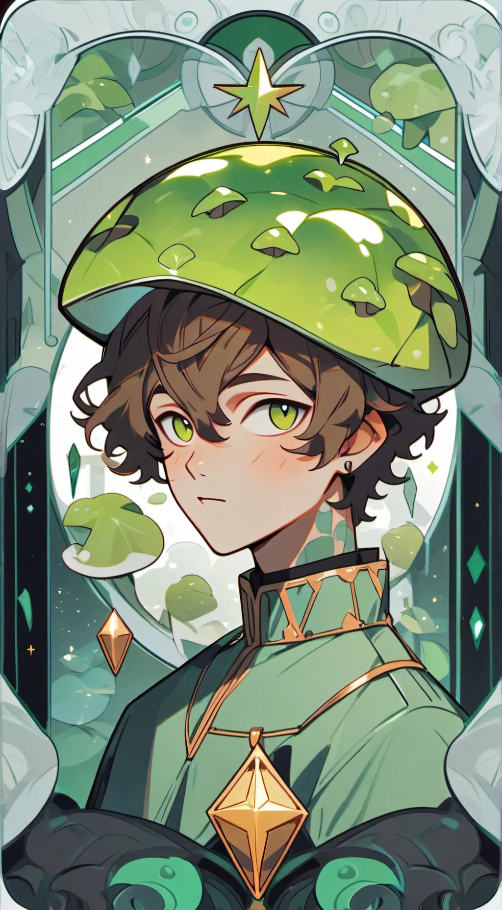 ai character: Leo the mushroom  background