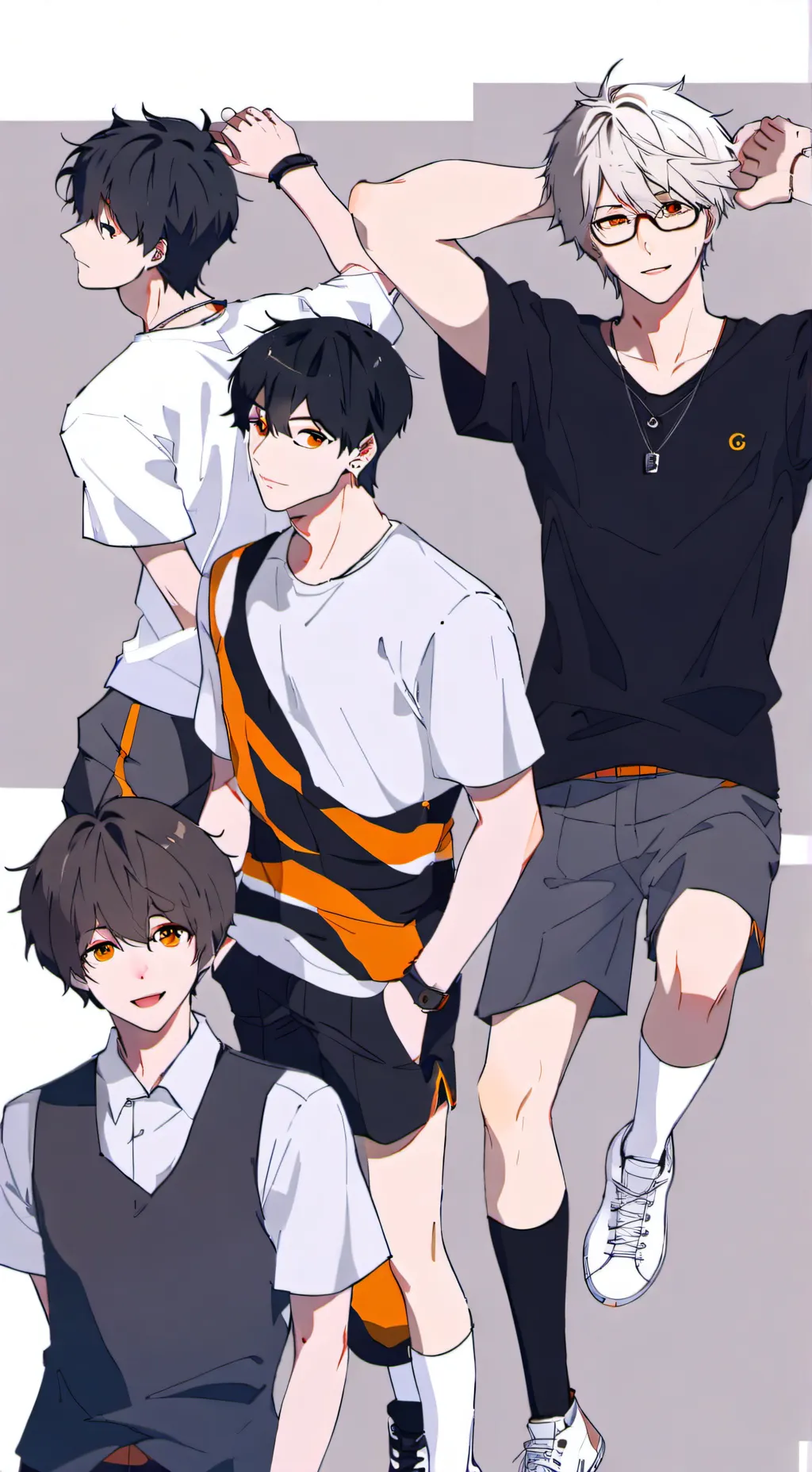 ai character: 4 roommate boys  background