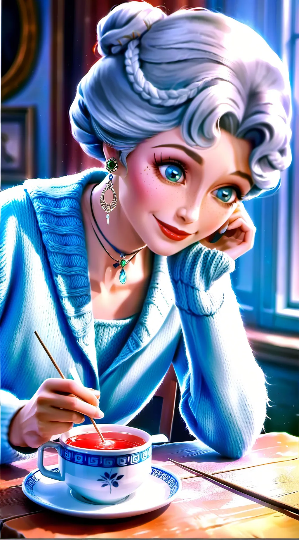 ai character: Evelyn Sweetwater background