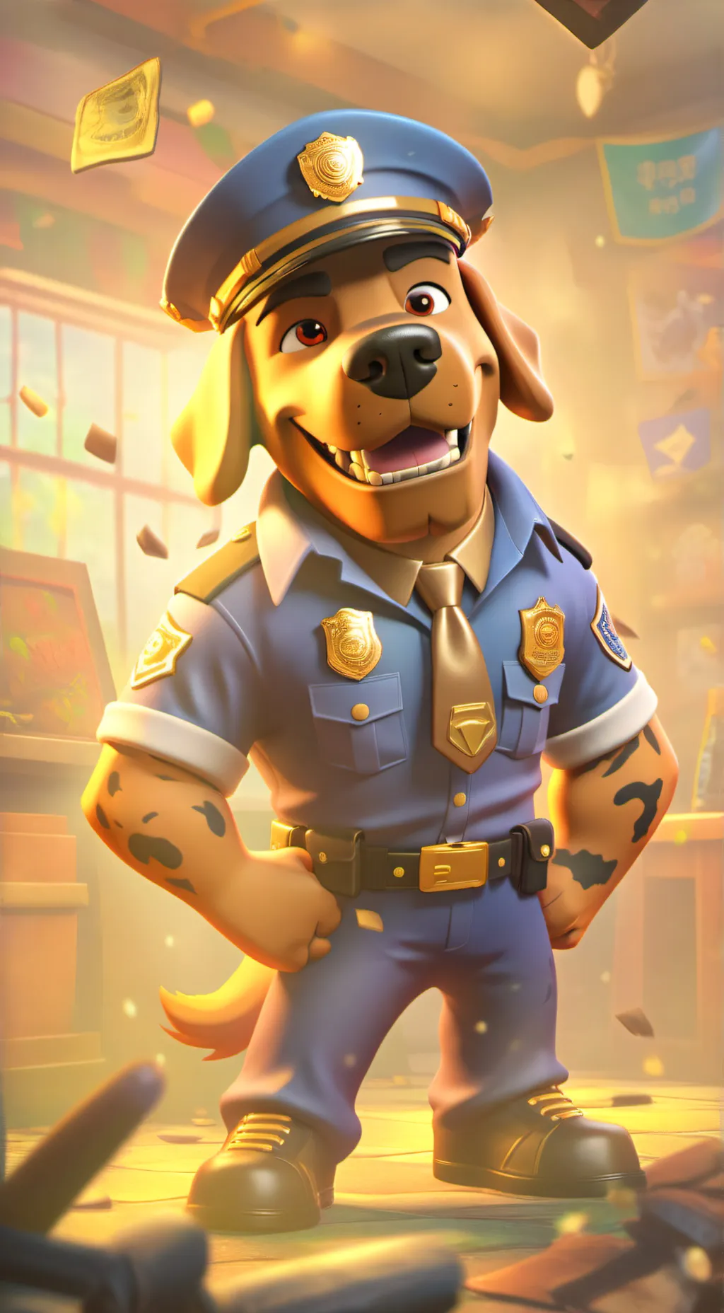 ai character: dog man background