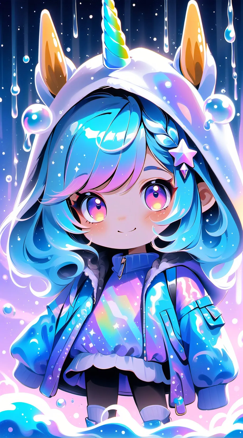 ai character: unicorn high  background