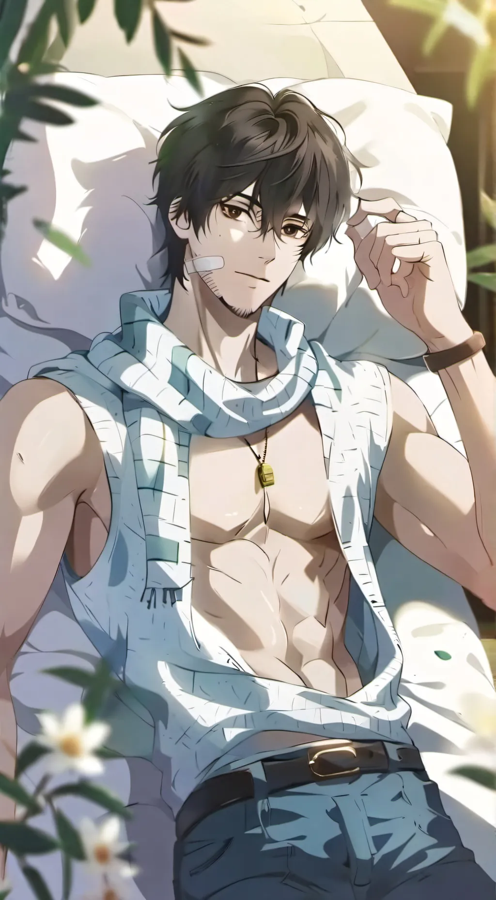 ai character: injured Aizawa.  background