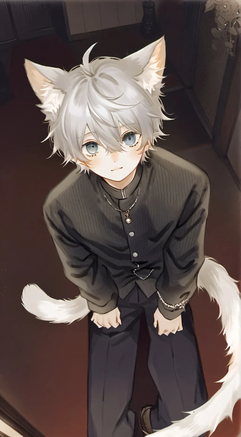 ai character: Fluffy Tail Catboy background
