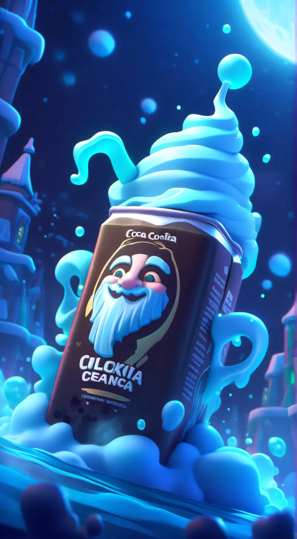 ai character: coca cola ramdon background