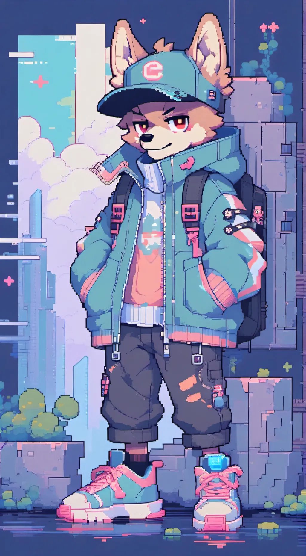ai character: dandys world furry background