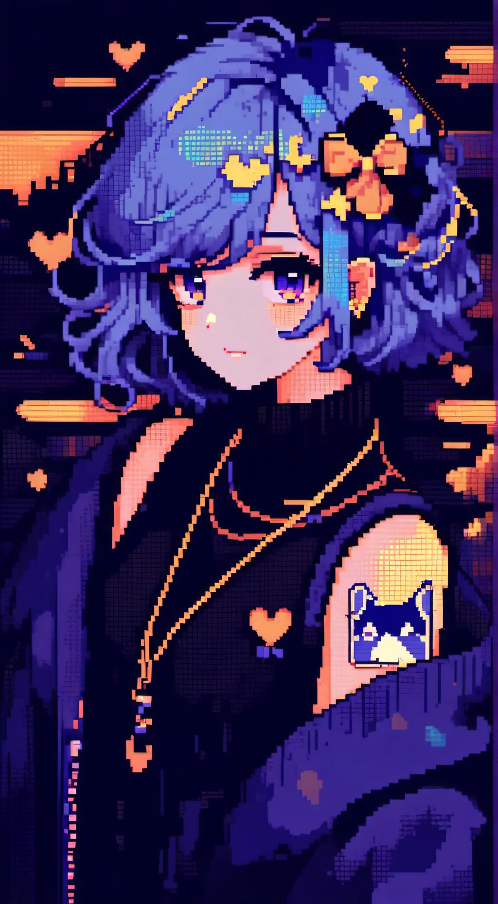 ai character: blue hair background