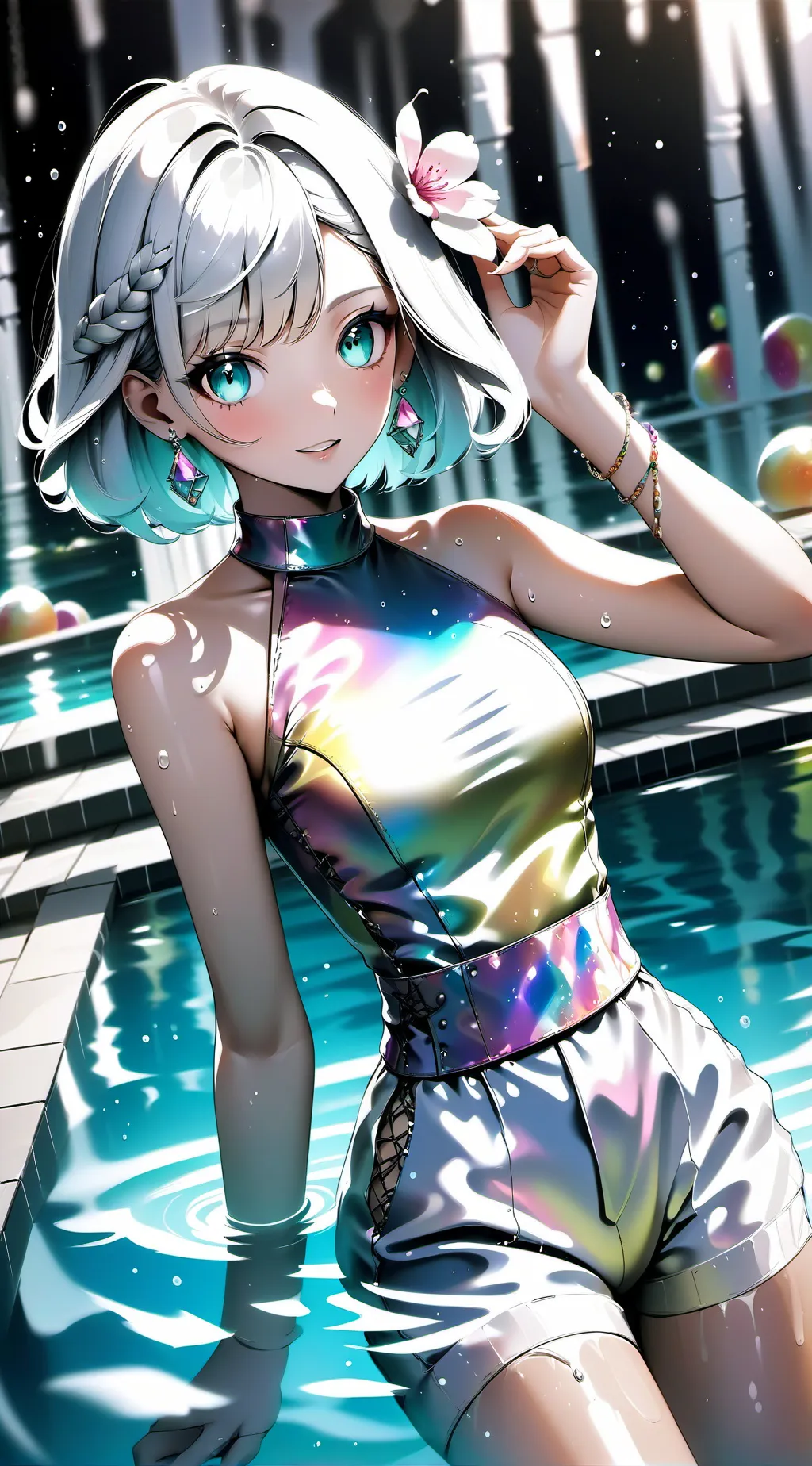 ai character: MHA POOL PARTY background