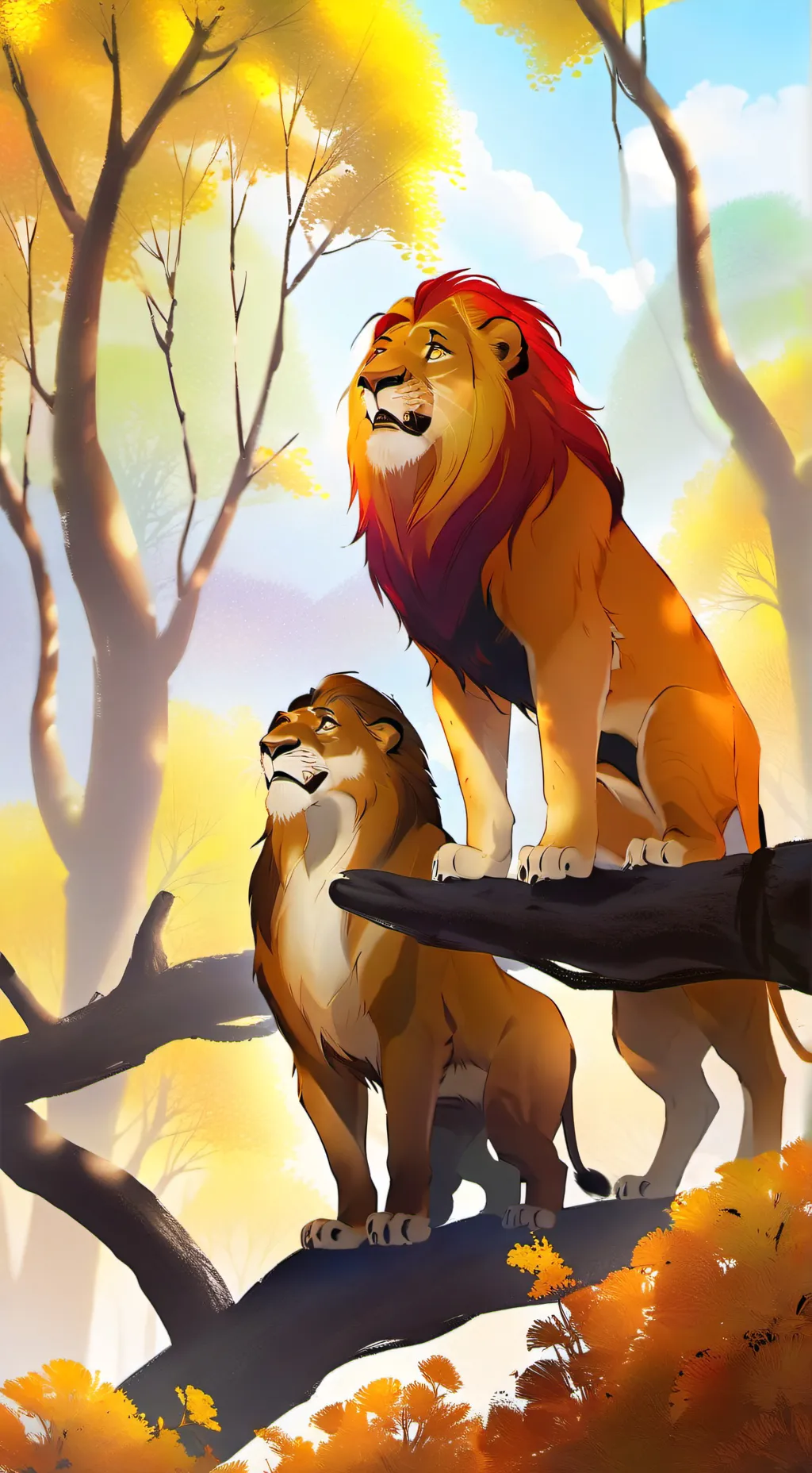 ai character: mufasa y taka  background