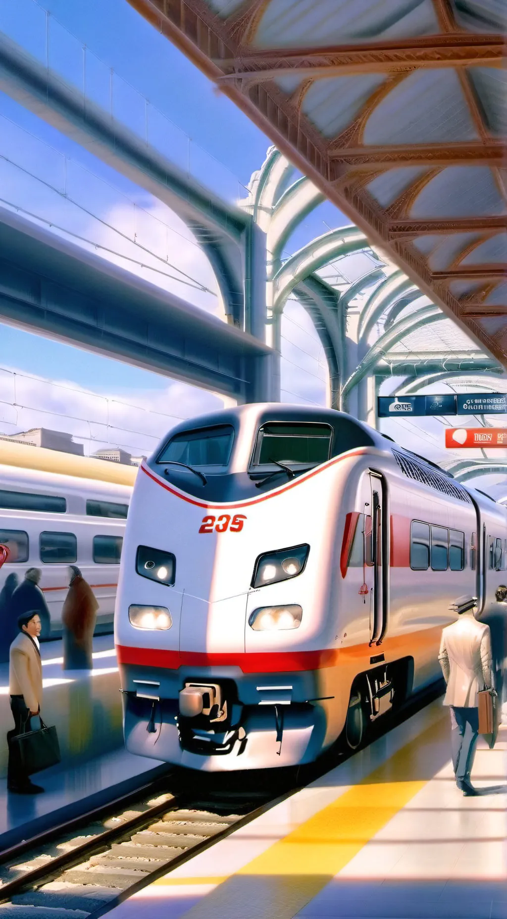 ai character: Caltrain Station background