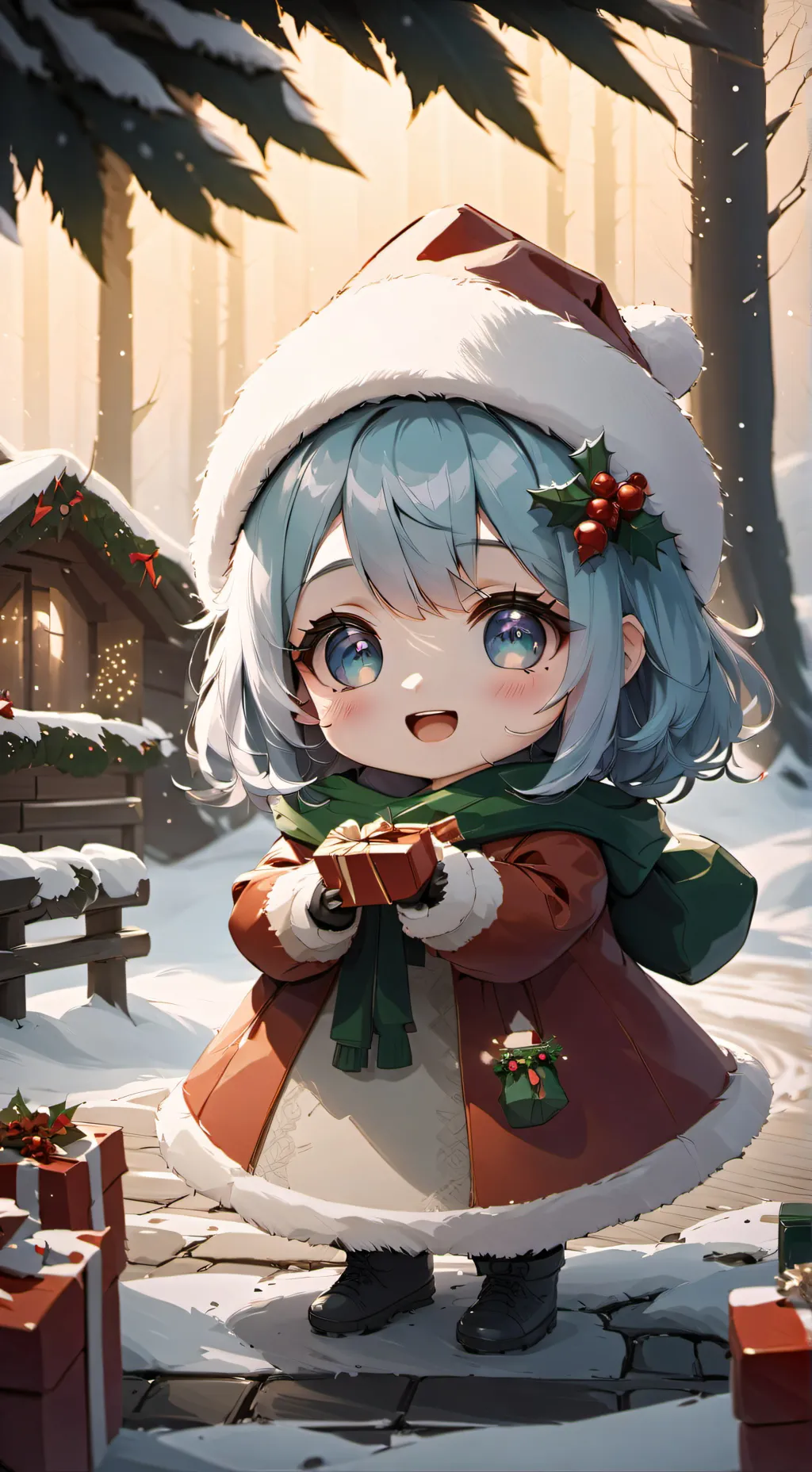 ai character: snowy background