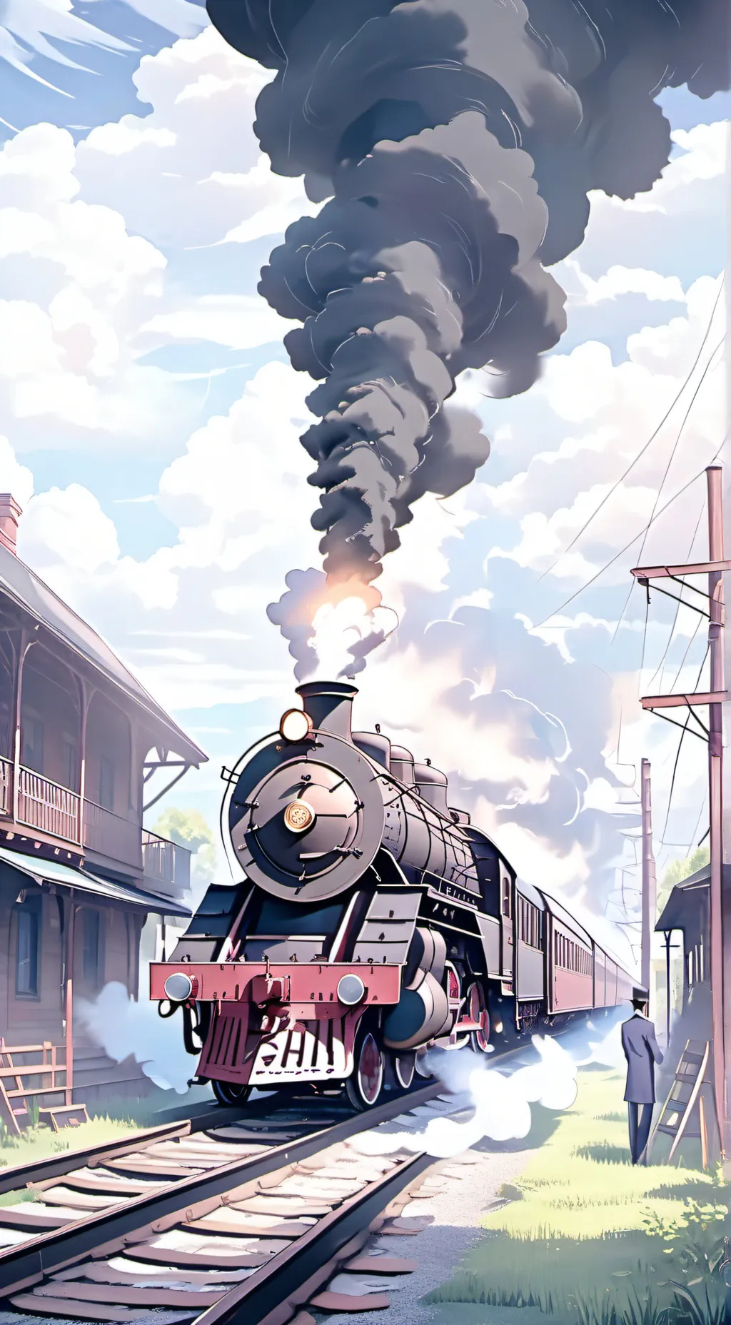 ai character: steam train background