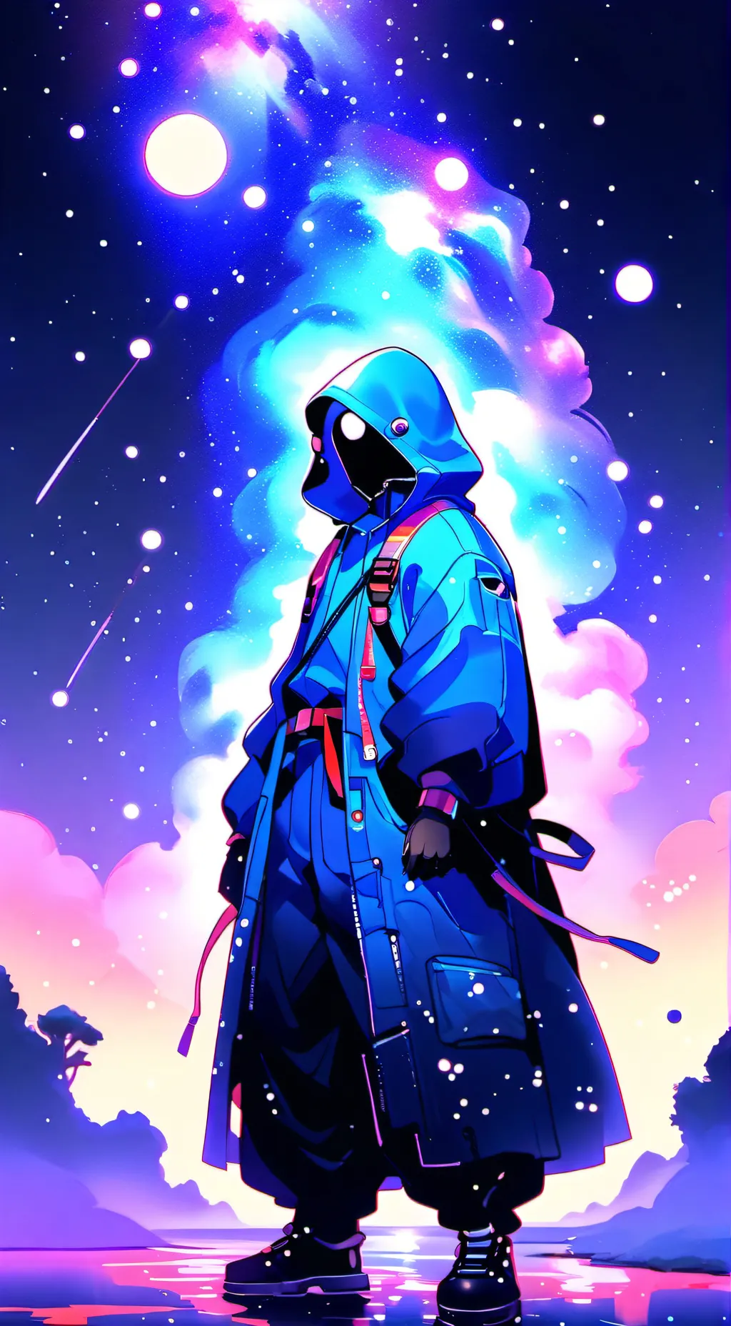 ai character: galaxy background