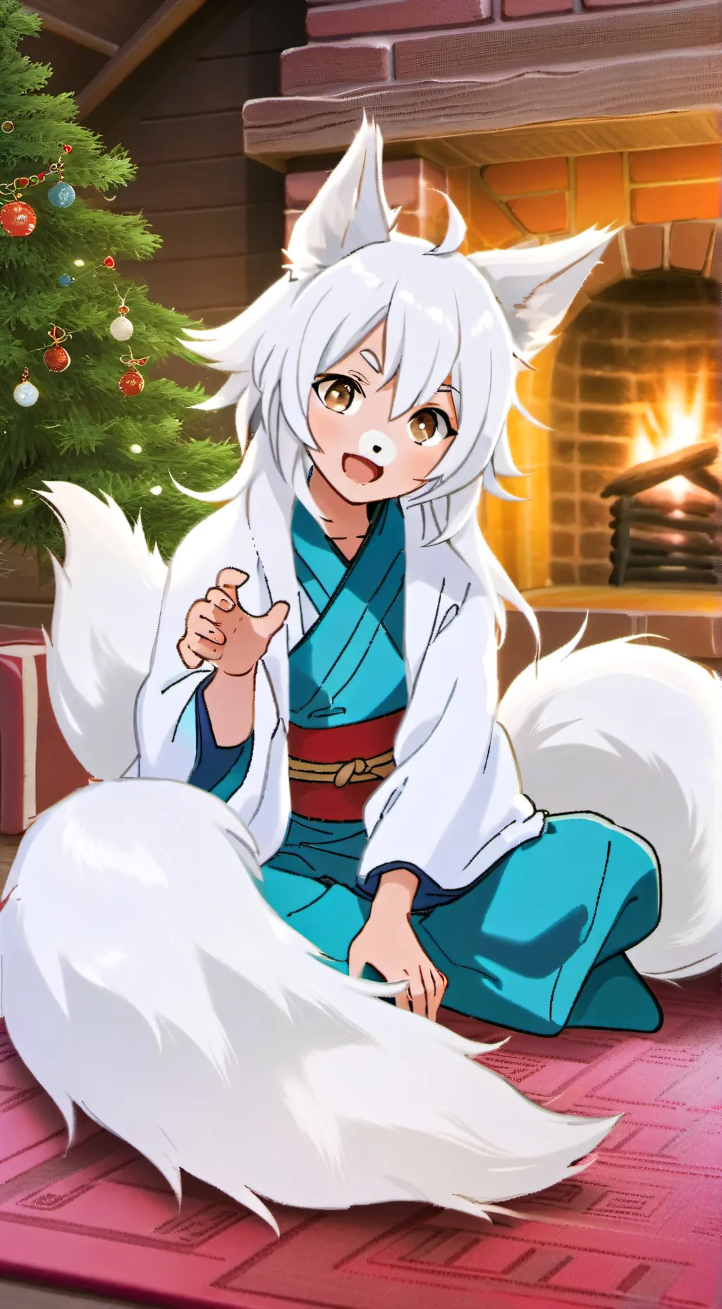 ai character: Frosty the Snow Fox Spirit background