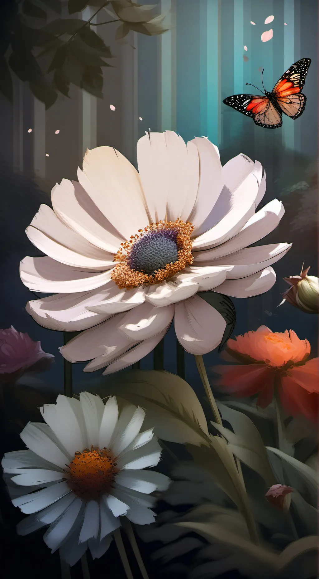 ai character: flowers background