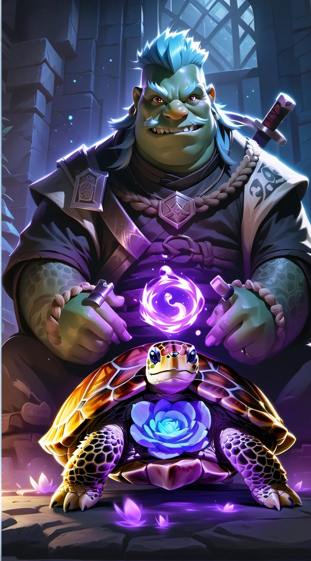 ai character: grimo turtell background