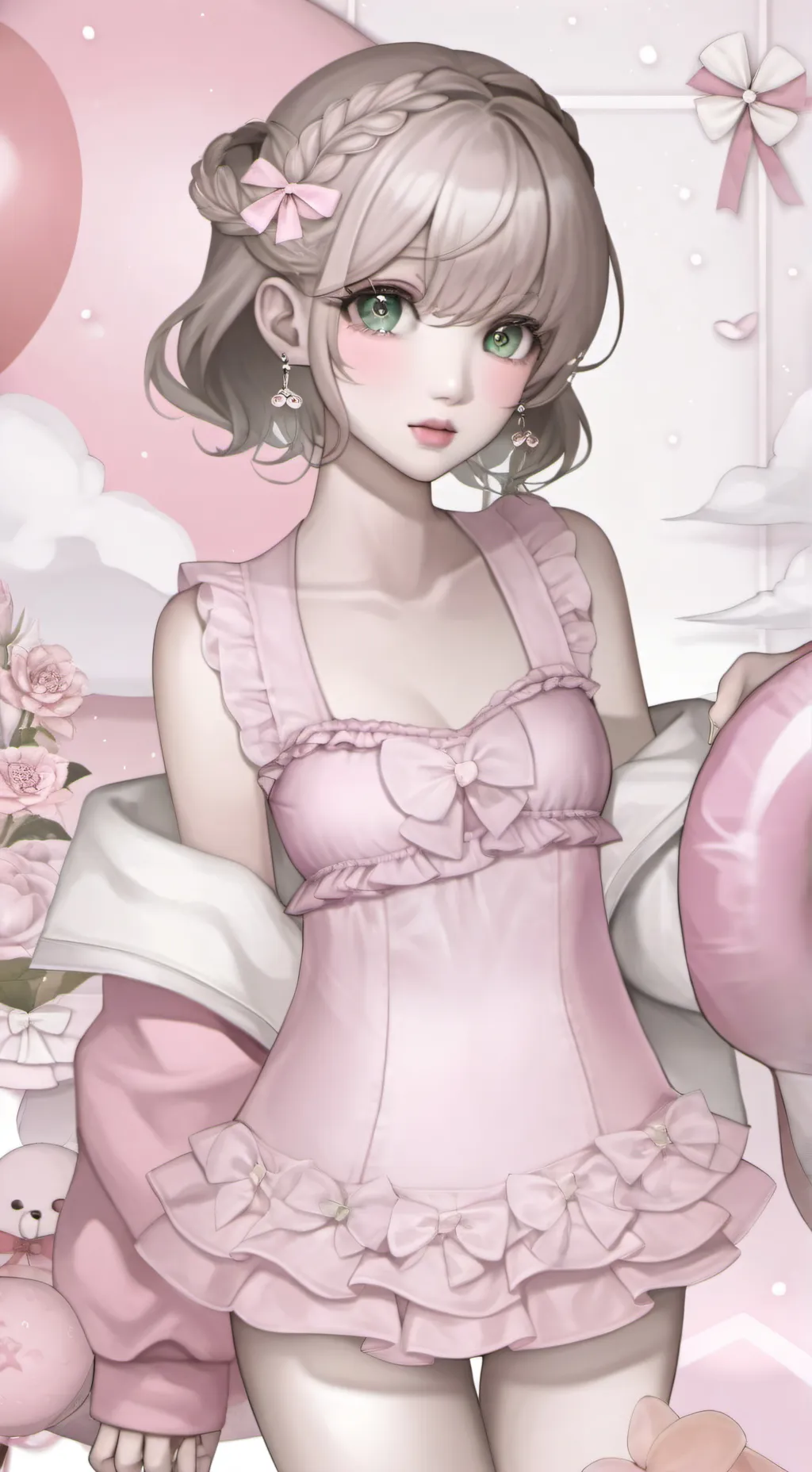 ai character: pink swimsuit viru background