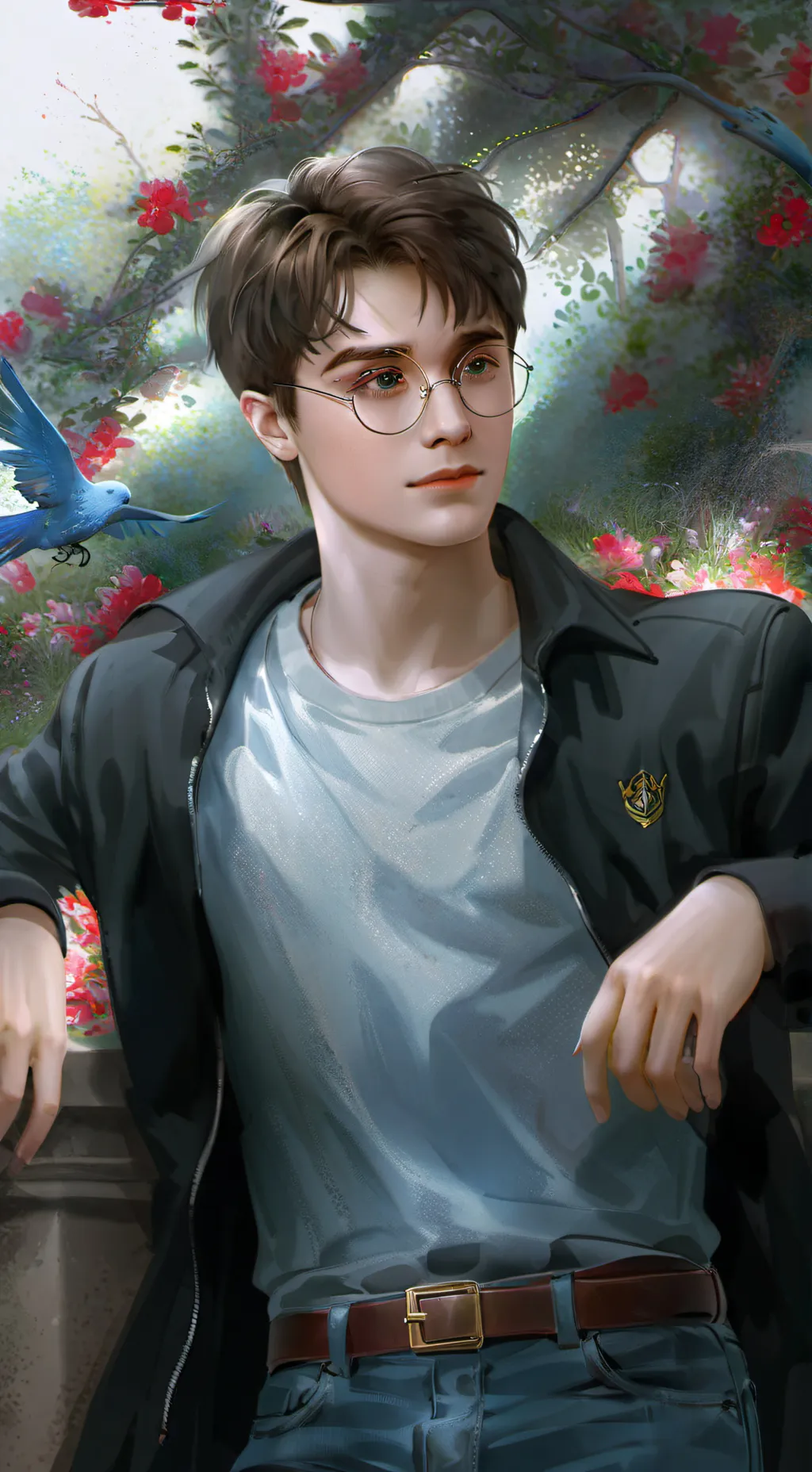 ai character: Daniel Radcliff  background
