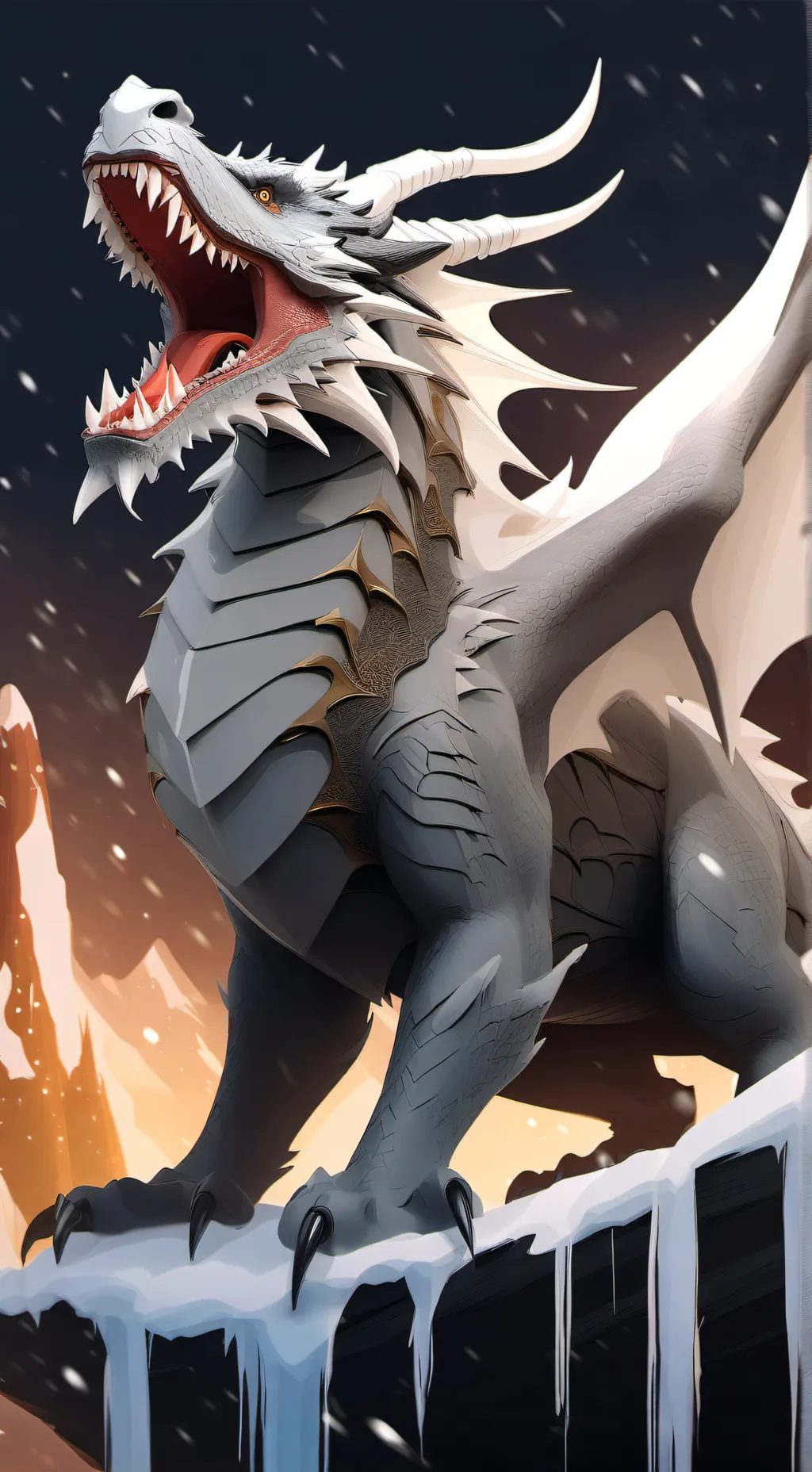 ai character: ice dragon  background