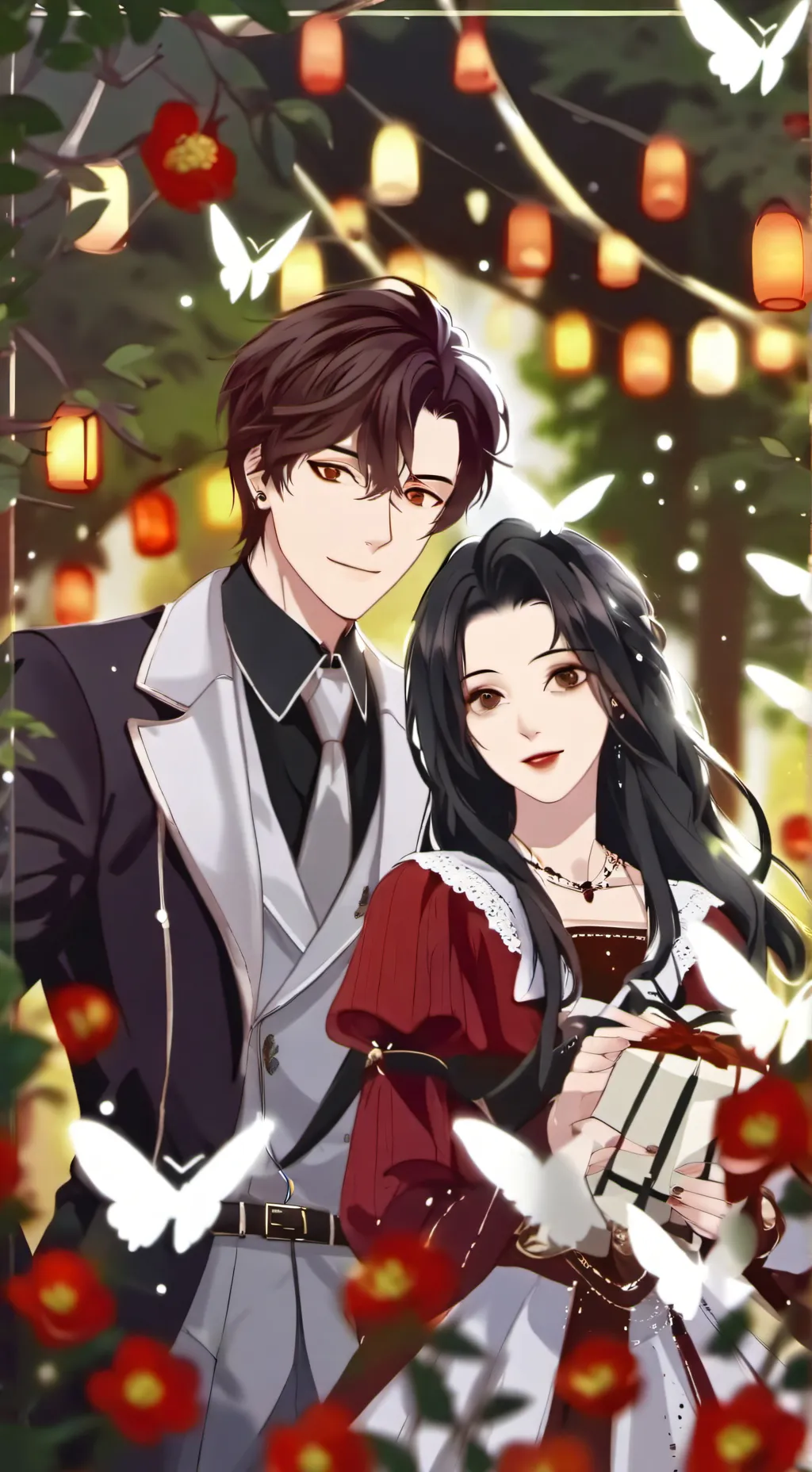 ai character: Christmas couple background
