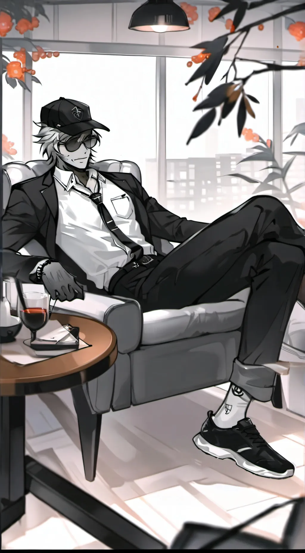 ai character: Double fedora background